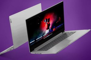 Two best budget laptops with purple background.